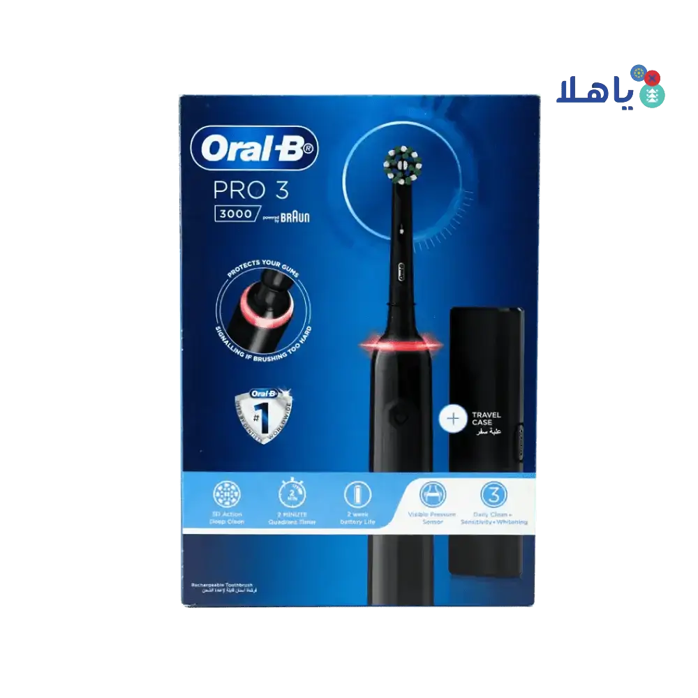 P&G Oral B - Oral - B Pro 3 3000 Black Rechargeable Toothbrush - Pharmazone - 