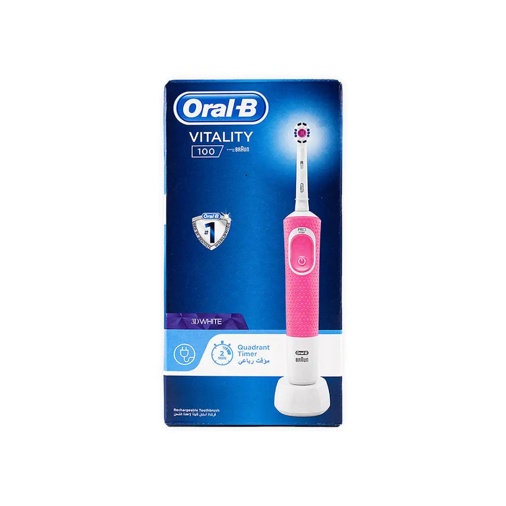 Oral-B Vitality 100 3d White Rechargeable Toothbrush-Pink