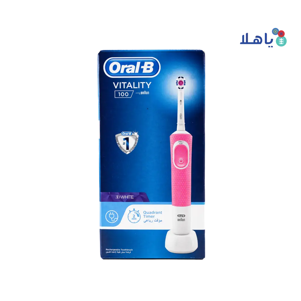 Oral-B Vitality 100 3d White Rechargeable Toothbrush-Pink