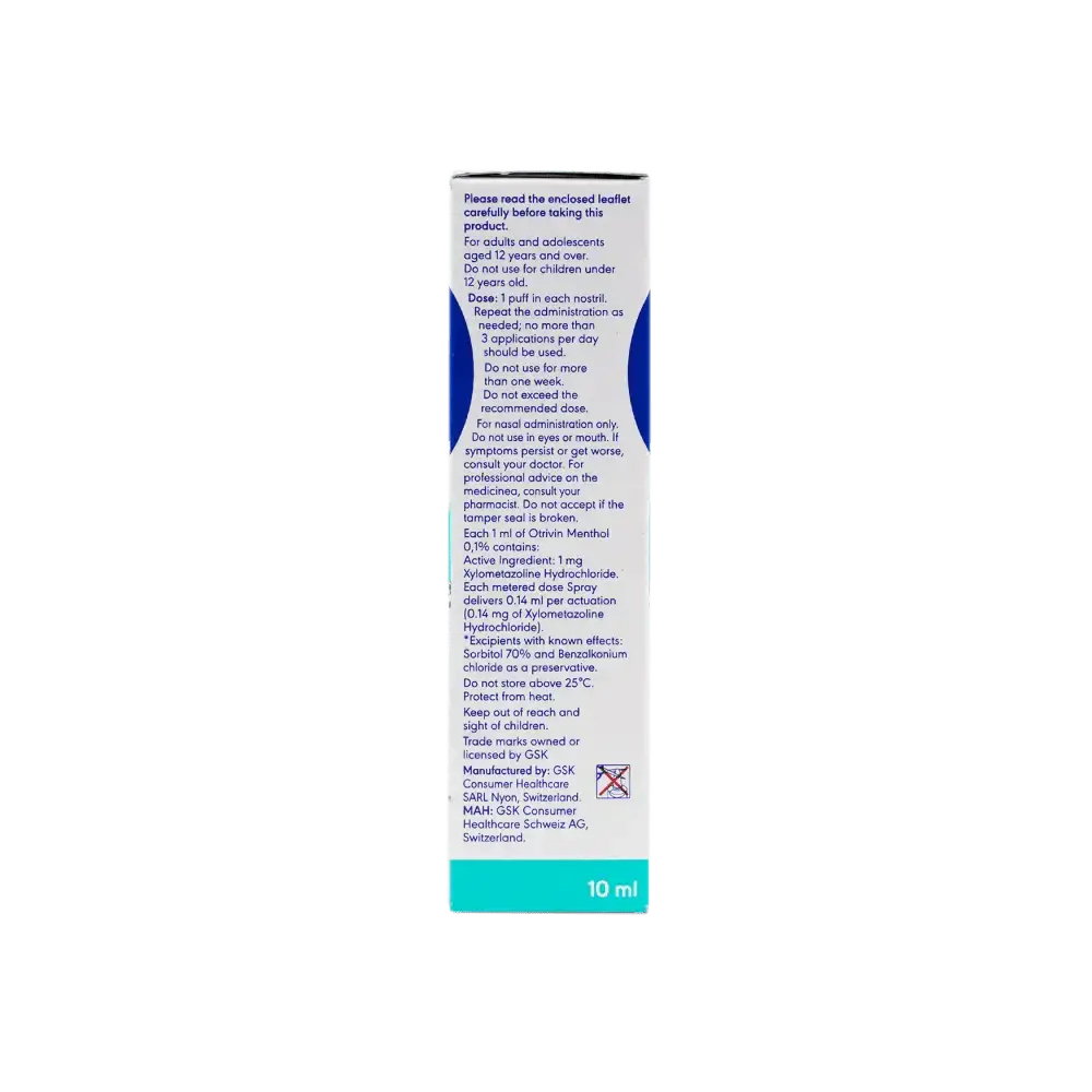 GSK Consumer - Otrivin Menthol 0.1% Spray 10 Ml - Pharmazone - 