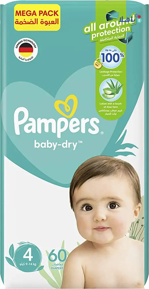 PAMPERS NO.4 BABY-DRY 60PCS (9-14KG)