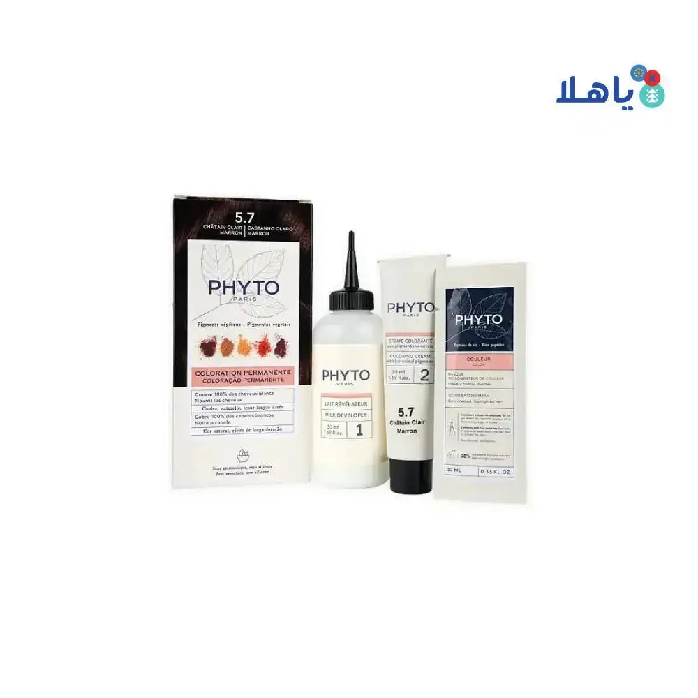 Phyto Dye - Phyto Permanent Hair Color NO. 5.7 - Light Chestnut Brown - Pharmazone - 