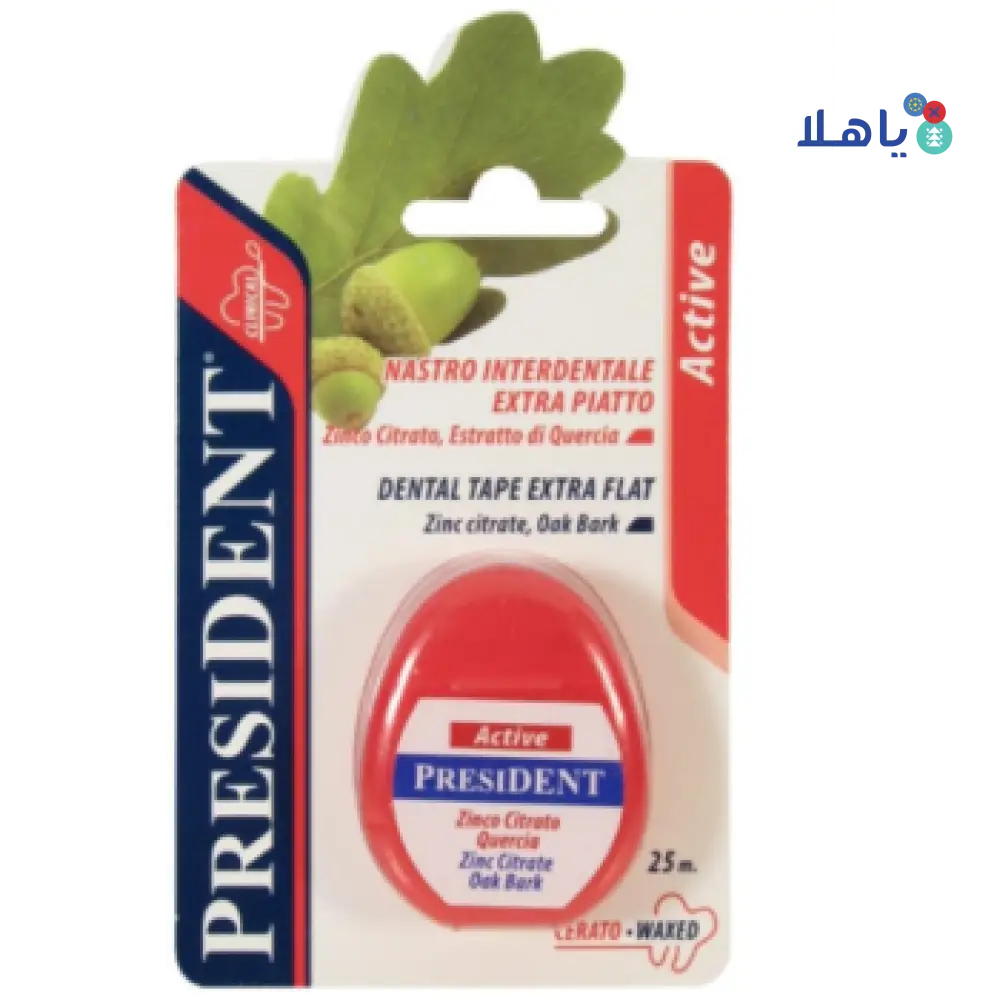 PRESIDENT ACTIVE DENTAL EXTRA FLAT TAPE FLOSS 25MT