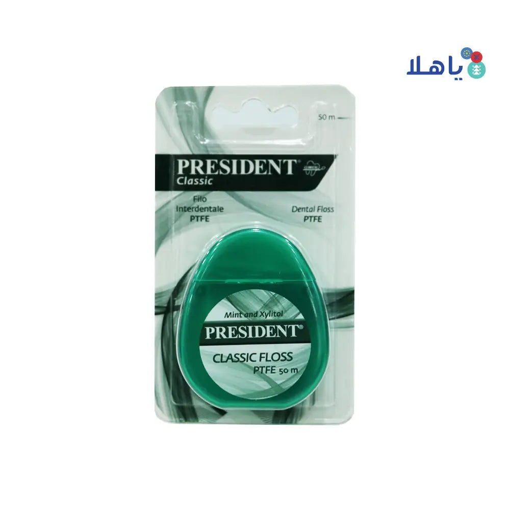 PRESIDENT CLASSIC FLOSS PTFE MINT AND XYLITOL 50M