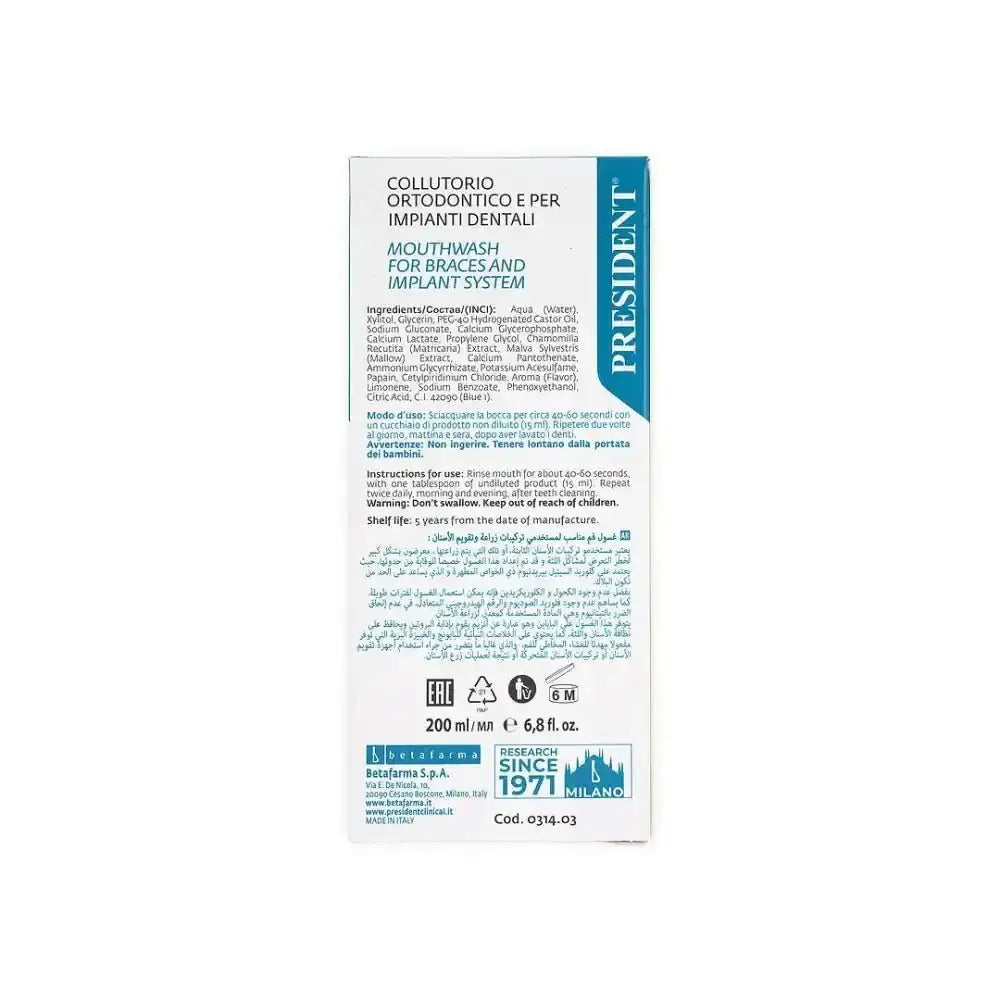 President - President Ortho - Implant Daily Clean Mouthwash 200ml - Pharmazone - 