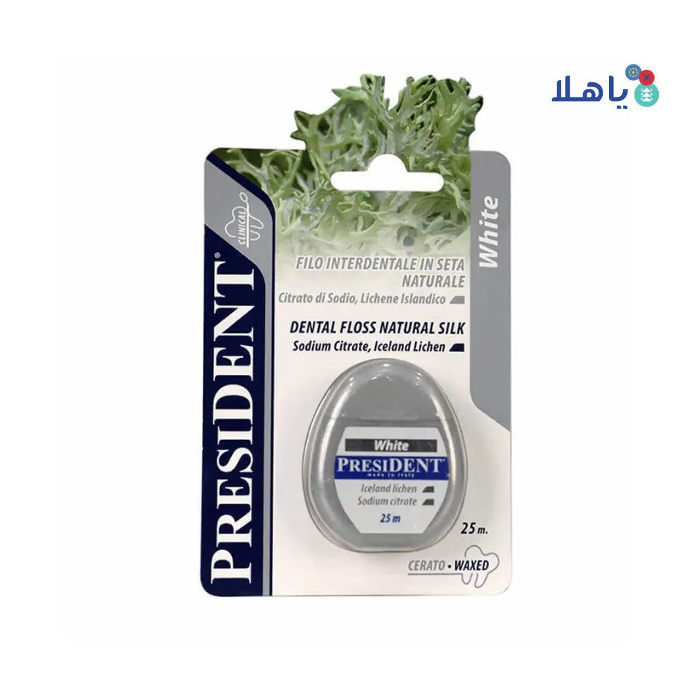 President White Dental Floss Natural Silk 25m