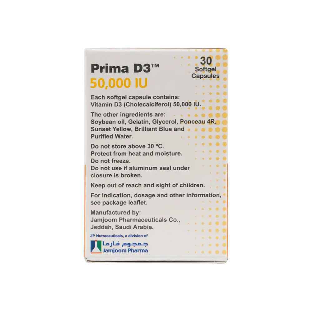 Prima Vitamin D3 50,000IU 30Softgel Capsules