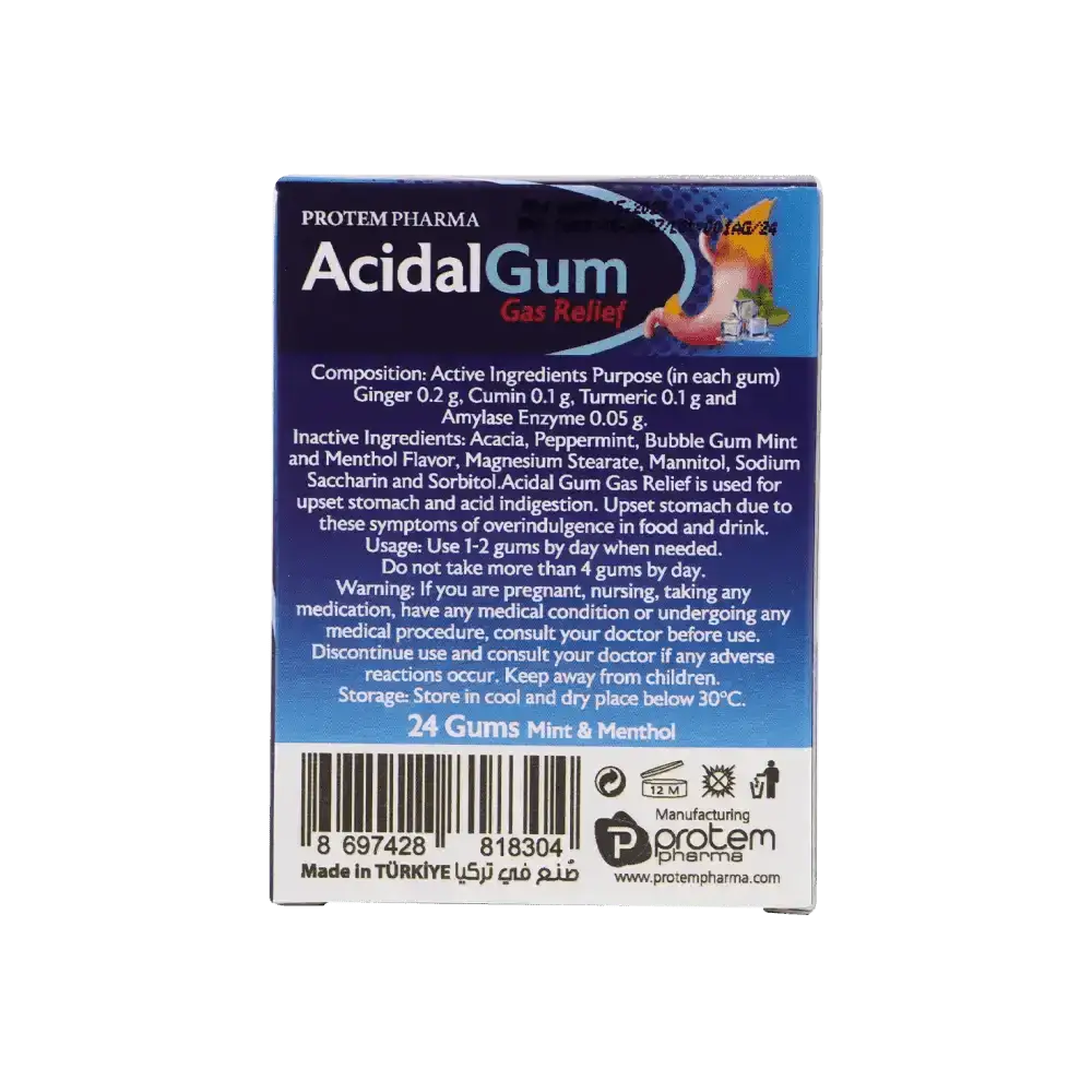 PROTEM PHARMA - Protem Pharma Acidal Gas Relief 24Gums - Pharmazone - 