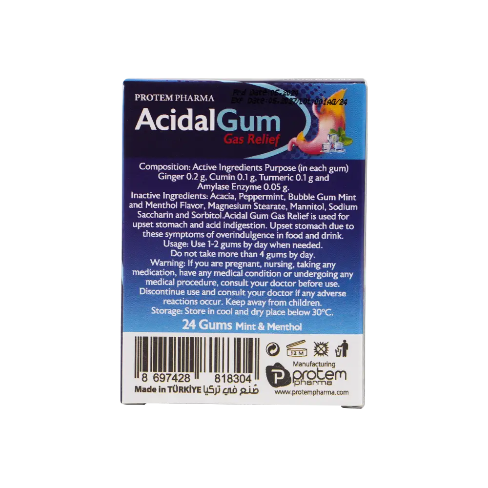 Protem Pharma Acidal Gas Relief 24Gums