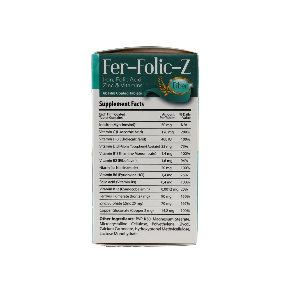 PROTEM PHARMA FER-FOLIC-Z FIBER 60 TABLETS