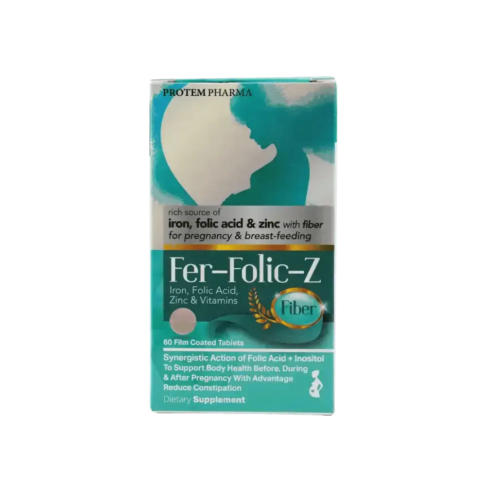 PROTEM PHARMA - PROTEM PHARMA FER - FOLIC - Z FIBER 60 TABLETS - Pharmazone - 