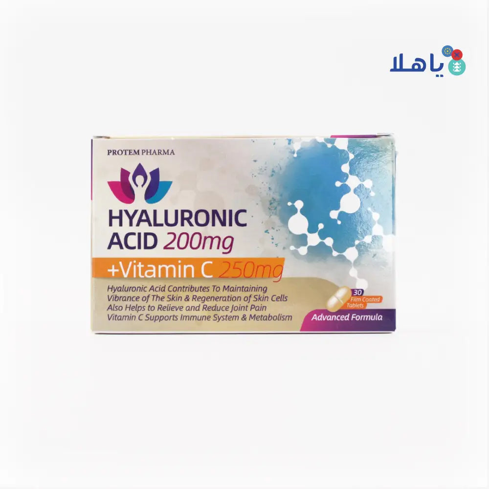 PROTEM PHARMA HYALURONIC ACID 200MG WITH VIT-C 250MG 30 TAB