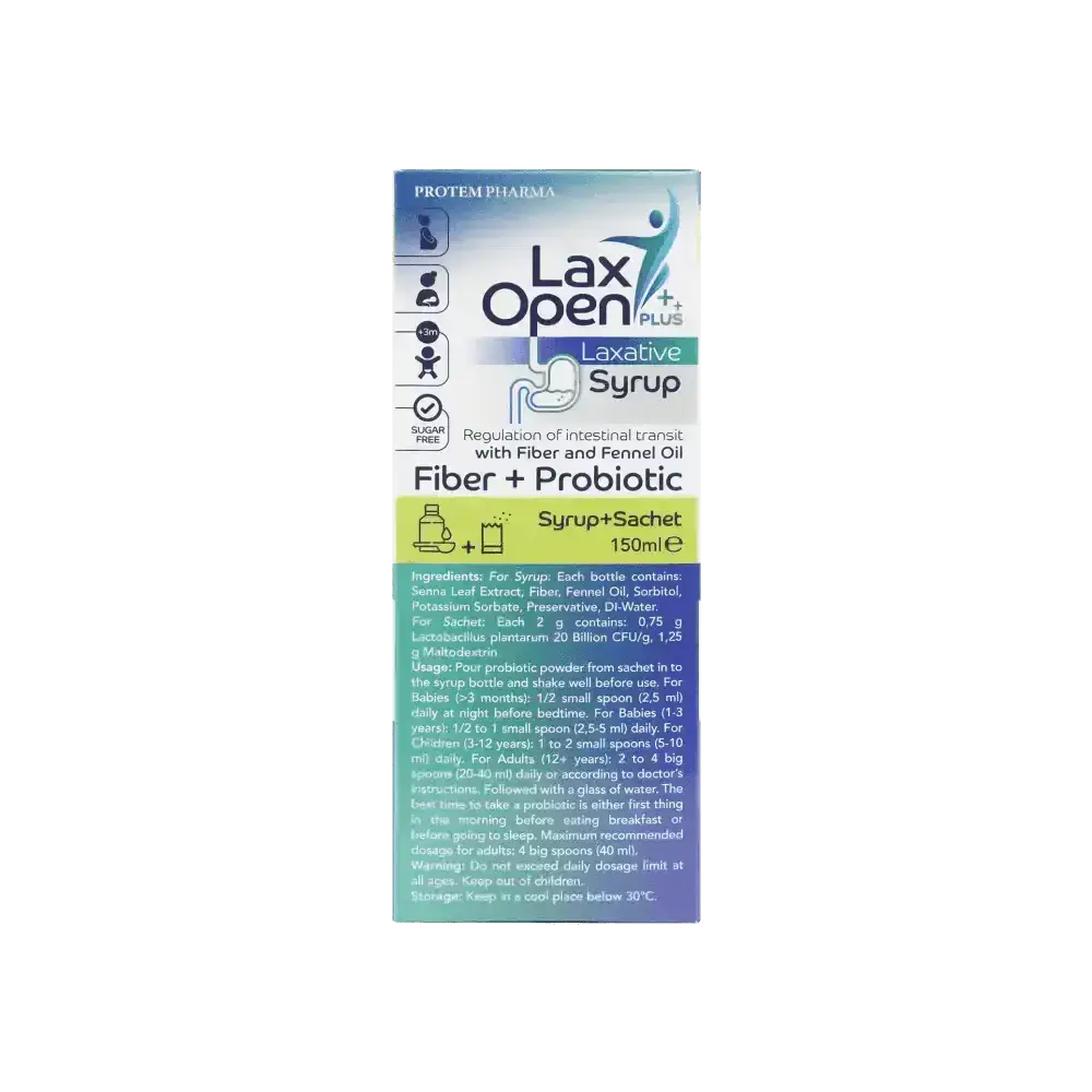 PROTEM PHARMA - PROTEM PHARMA LAXOPEN PLUS LAXATIVE SYRUP 150ML - Pharmazone - 