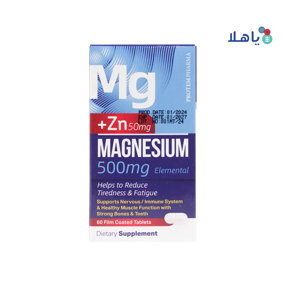 Protem Pharma Magnesium 500mg+Zn 50mg 60 Tablets