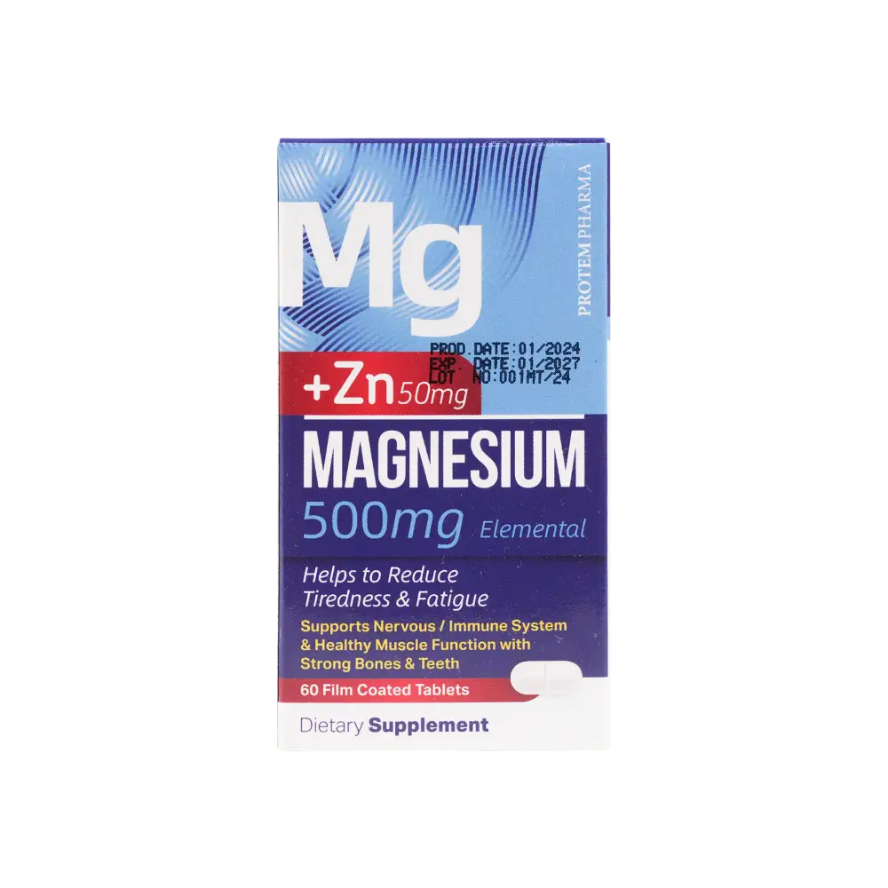 Protem Pharma Magnesium 500mg+Zn 50mg 60 Tablets