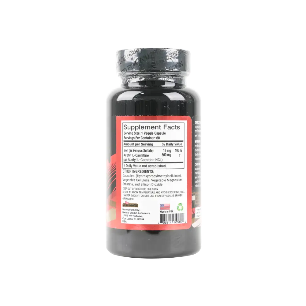 PURE HEALTH ACETYL L-CARNITINE 500MG 60 VEGGIE CAP