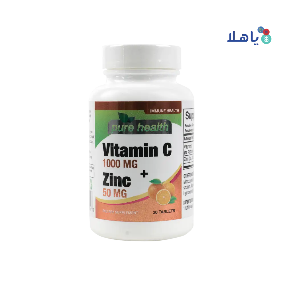 PURE HEALTH VITAMIN C 1000MG+ZINC 50MG 30 TABLETS