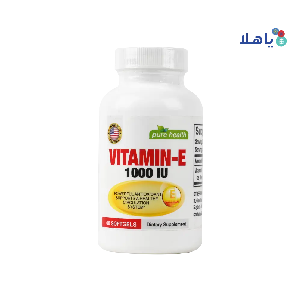 PURE HEALTH VITAMIN-E 1000IU 60 SOFTGELS