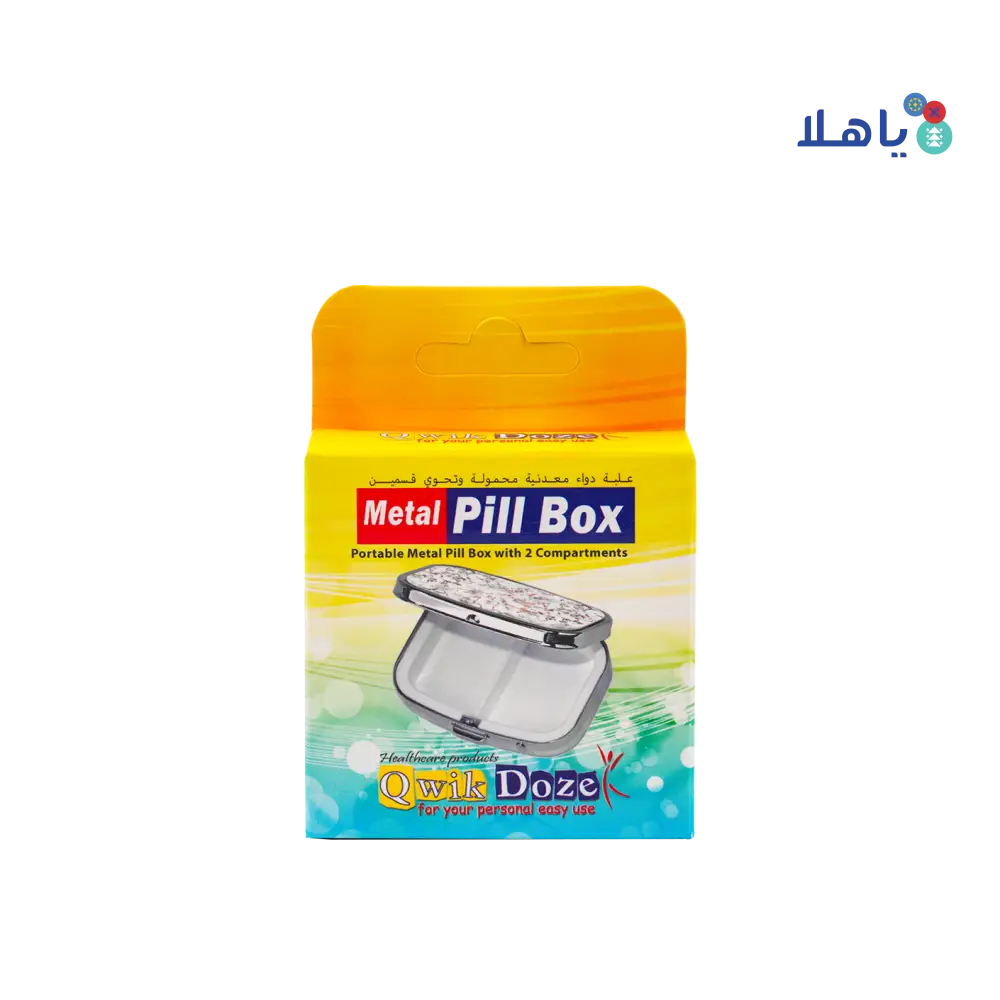 Qwik Doze Pill Box Metal 2 Compartments-0228