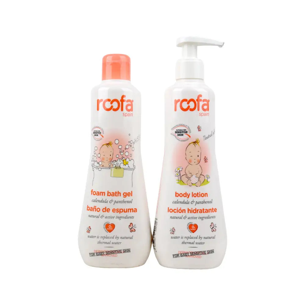 Roofa Calendula & Panthenol Body Lotion + Bath Gel Set