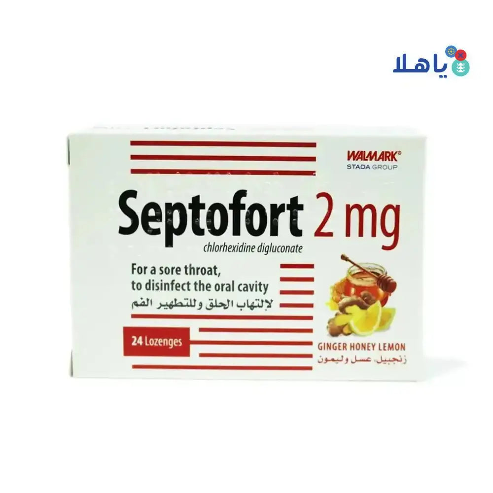 Walmark - SEPTOFORT 2MG 24 LOZENGES - GINGER HONEY LEMON - Pharmazone - 