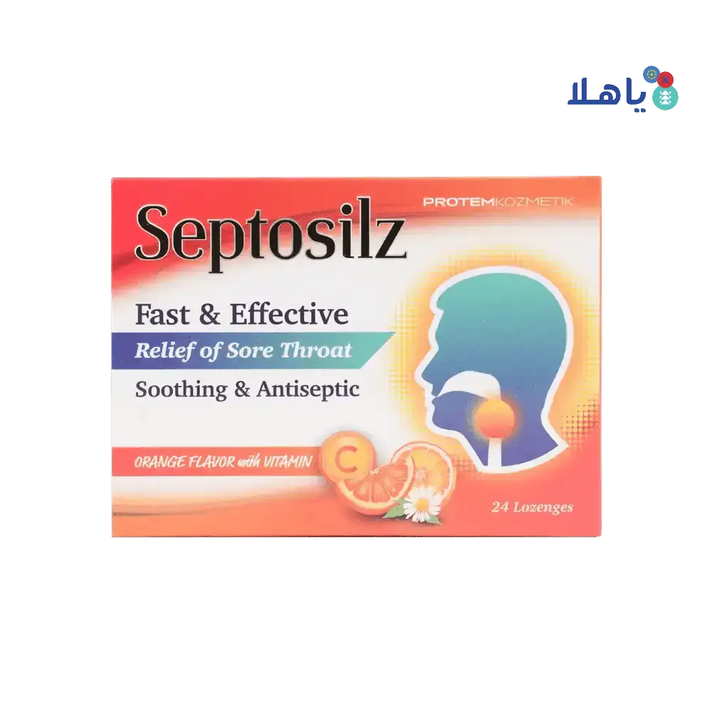 SEPTOSILZ - Septosilz Orange With Vit - C 24Loz - Pharmazone - 