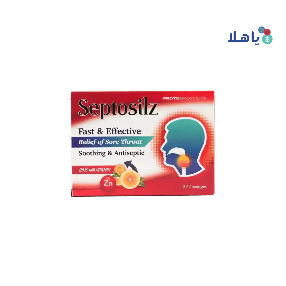 SEPTOSILZ - SEPTOSILZ ZINC WITH VITAMIN - C 24 LOZENGES - Pharmazone - 