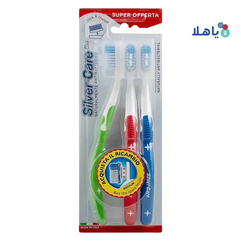 SILVER CARE - Silver Care Plus Tooth Brush 3Pcs Medium - 3337 - Pharmazone - 