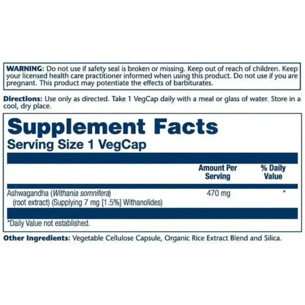 Solaray - Solaray Ashwagandha 470mg 60 Vegcaps - Pharmazone - 