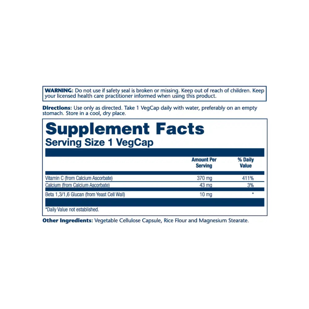 SOLARAY BETA GLUCAN VITAMIN C 10MG 60 VEG CAPS