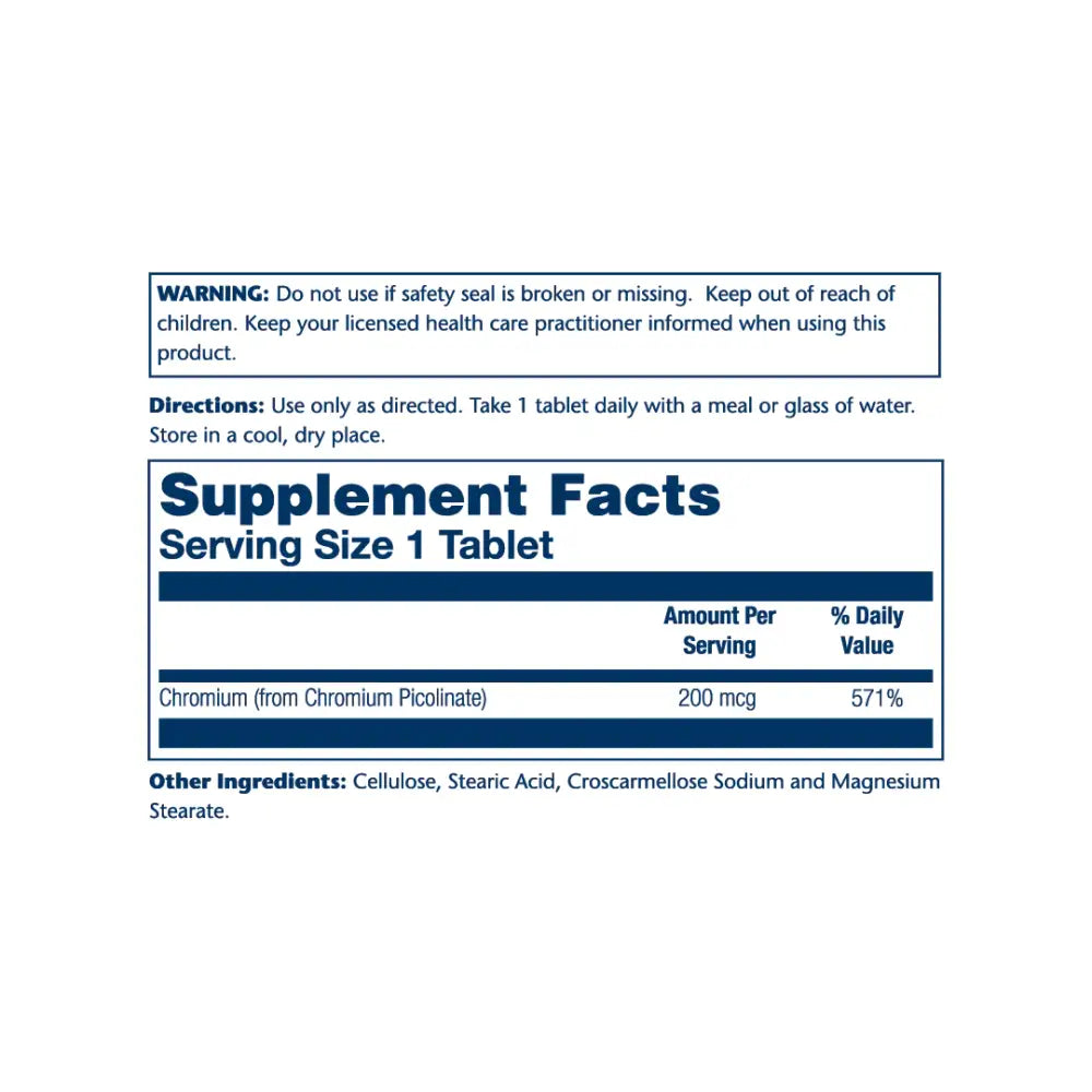 SOLARAY CHROMIUM PICOLINATE 200MCG 200TAB