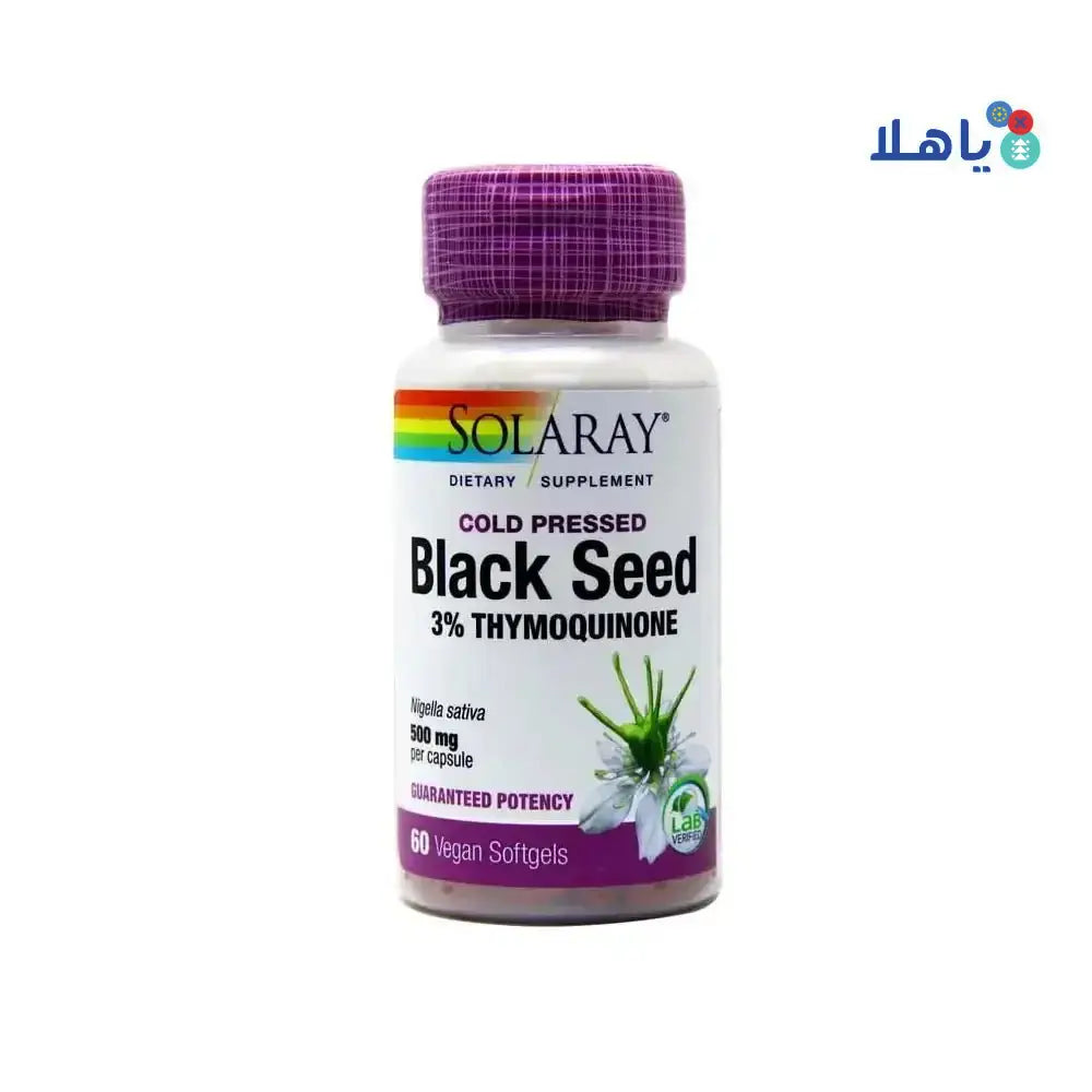 Solaray - SOLARAY COLD PRESSED BLACK SEED 500MG 60 SOFTGELS - Pharmazone - 