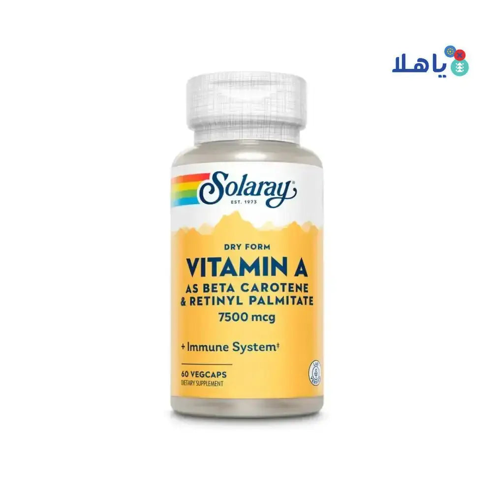 Solaray - SOLARAY DRY FORM VITAMIN A 7500MCG 60 VEGCAPS - Pharmazone - 