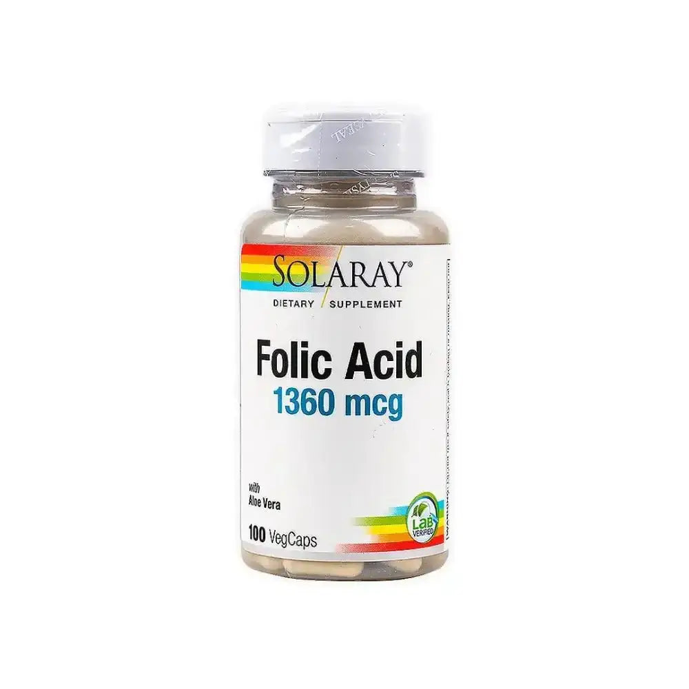 Solaray - Solaray Folic Acid 1360Mcg 100 Vag Caps - Pharmazone - 