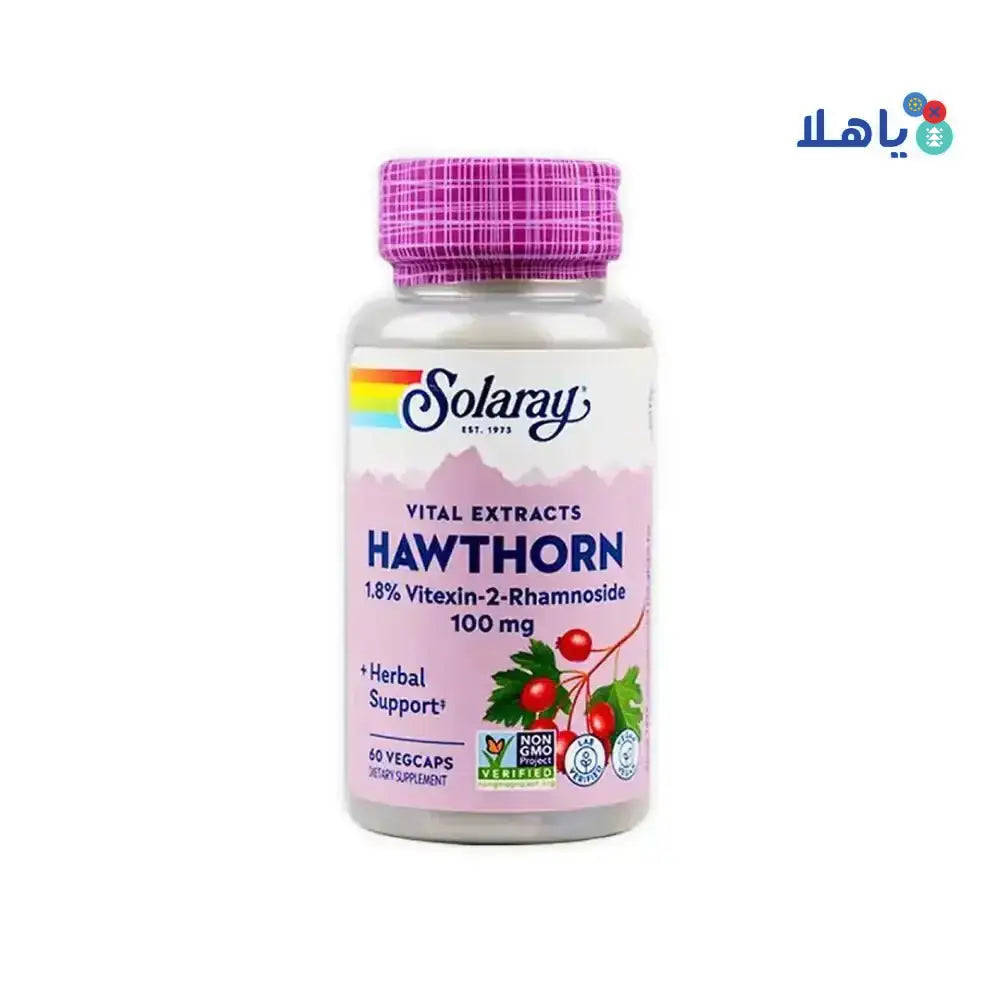 Solaray - SOLARAY HAWTHORN 100MG 60 VEG CAPS - Pharmazone - 