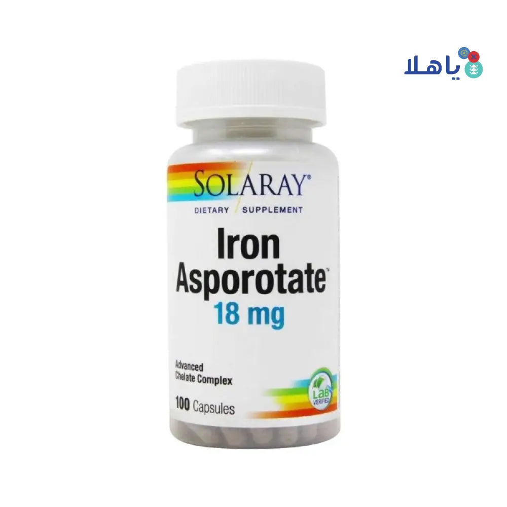 SOLARAY IRON ASPOROTATE 100CAP