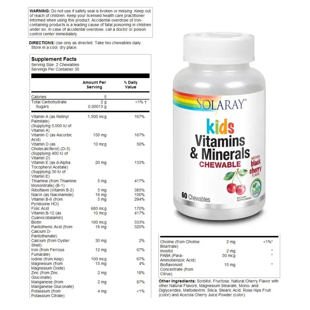 Solaray - Solaray Kids Vitamins & Minerals 60Chewables - Pharmazone - 