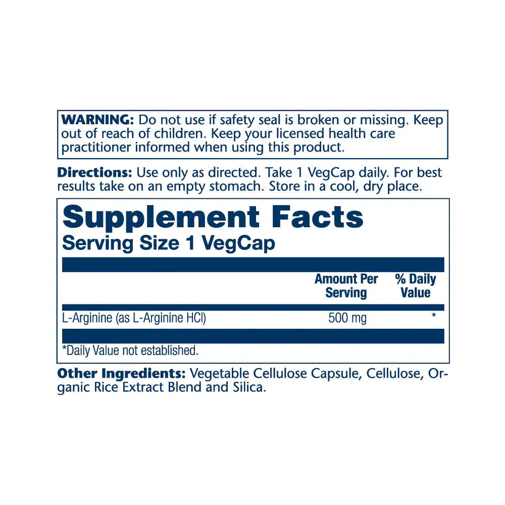 SOLARAY L-ARGININE 500MG 100 VEGCAPS