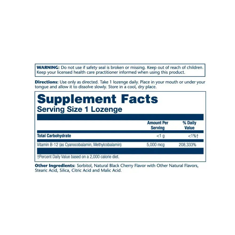 Solaray - Solaray Vitamin B - 12 5000Mcg 30 Lozenges - Pharmazone - 