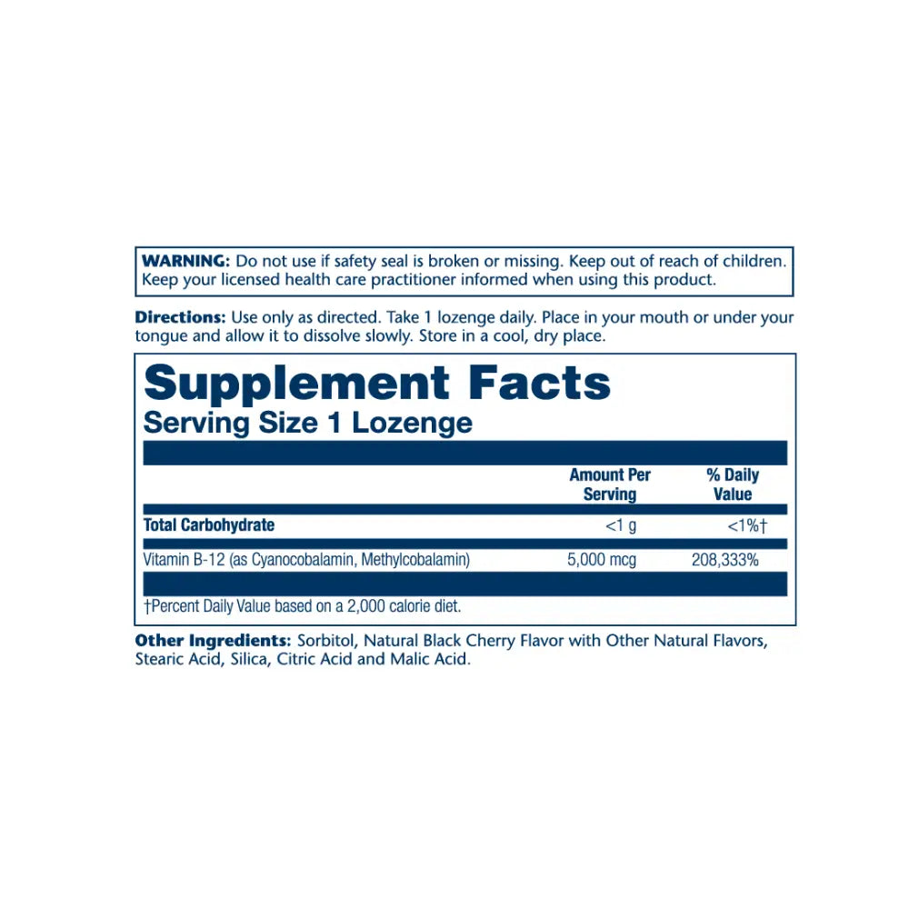 SOLARAY VITAMIN B-12 5000MCG 30 LOZENGES