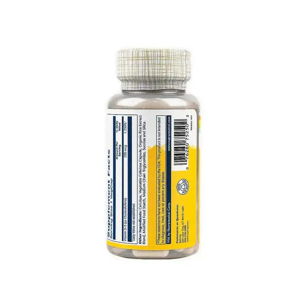 Solaray - Solaray Vitamin D3 250mcg (10,000 Iu) 60veg Caps - Pharmazone - 