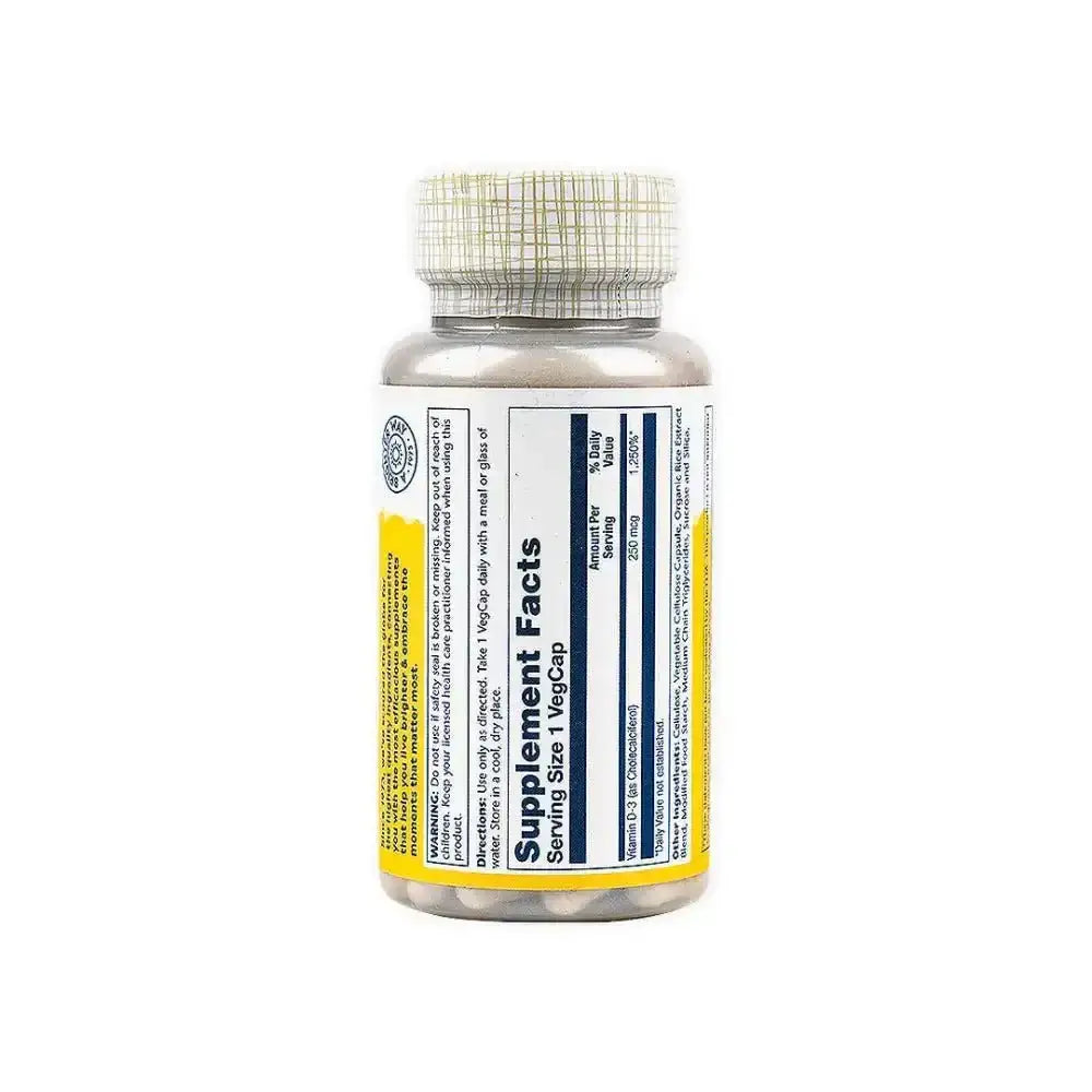 Solaray - Solaray Vitamin D3 250mcg (10,000 Iu) 60veg Caps - Pharmazone - 