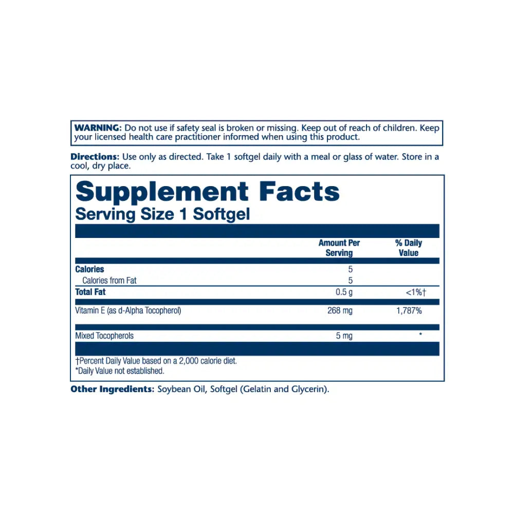 Solaray Vitamin E 268mg 50 Softgels