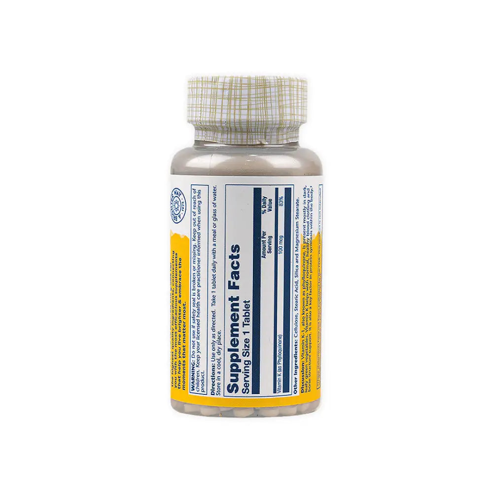 SOLARAY VITAMIN - K 100MCG 100TAB