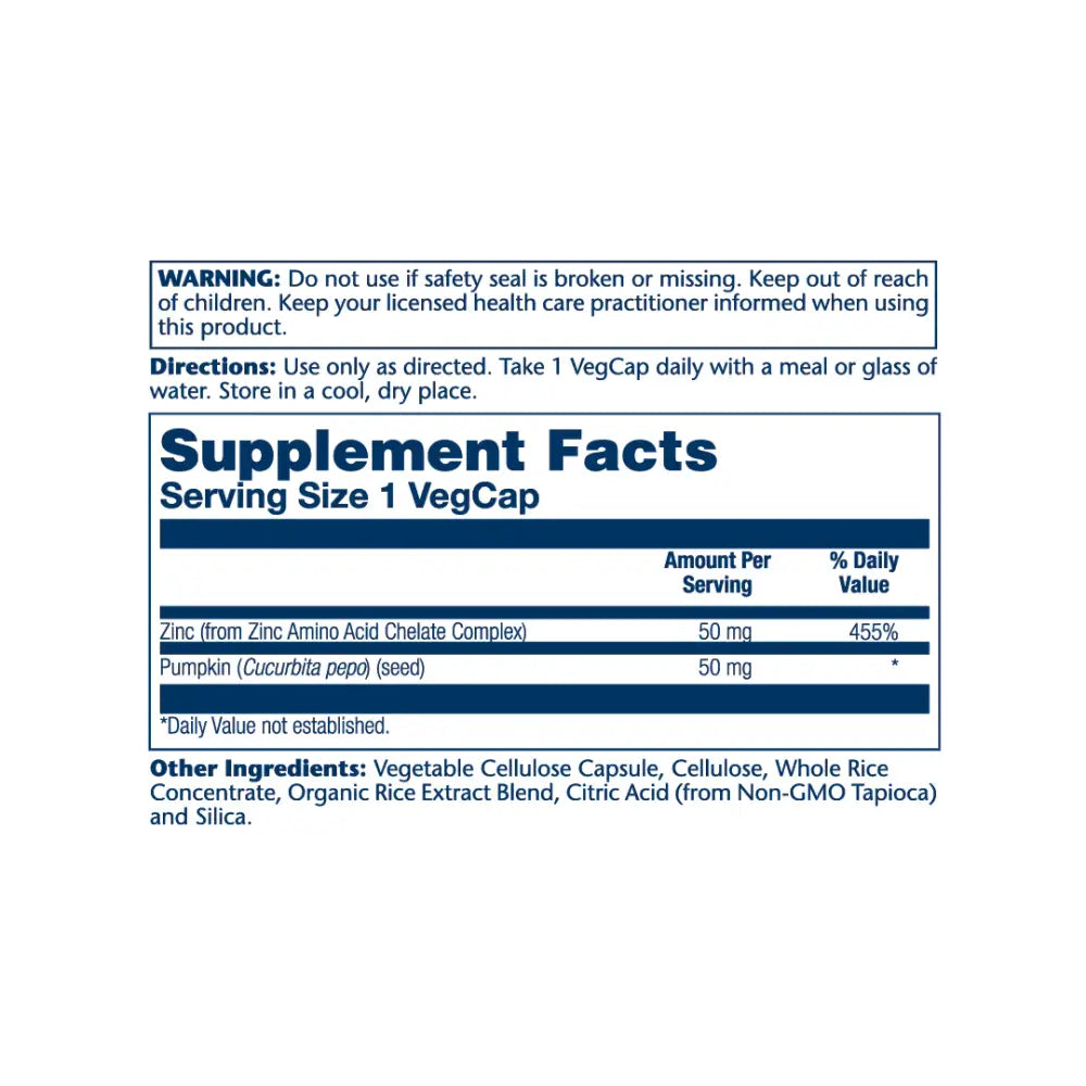 SOLARAY ZINC 50MG 100 VEGCAPS