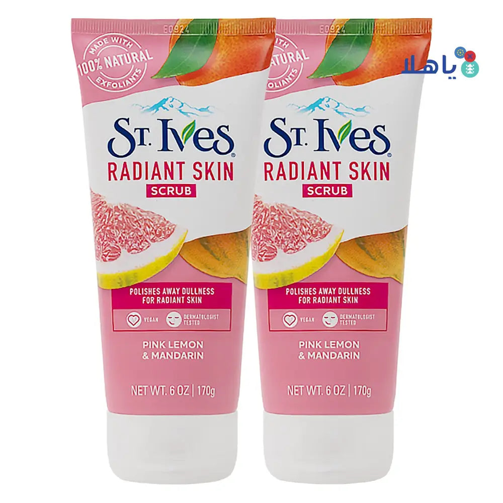 St.Ives Radiant Skin Scrub 170gm-PinkLemon&Mandarin 1+1Offer