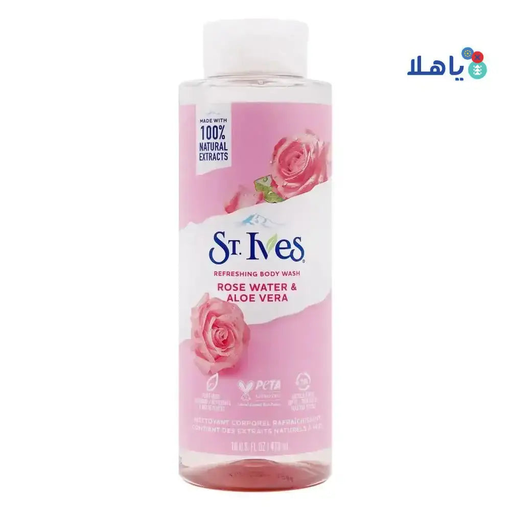 ST.IVES - St.Ives Refreshing Body wash 473ml - Rose Water & Aloe Vera - Pharmazone - 