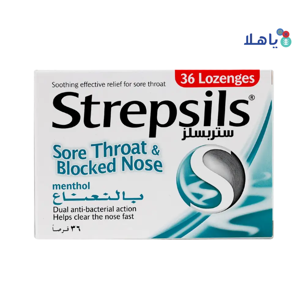 STREPSILS SORE THROAT & BLOCKED NOSE MENTHOL 36 LOZ