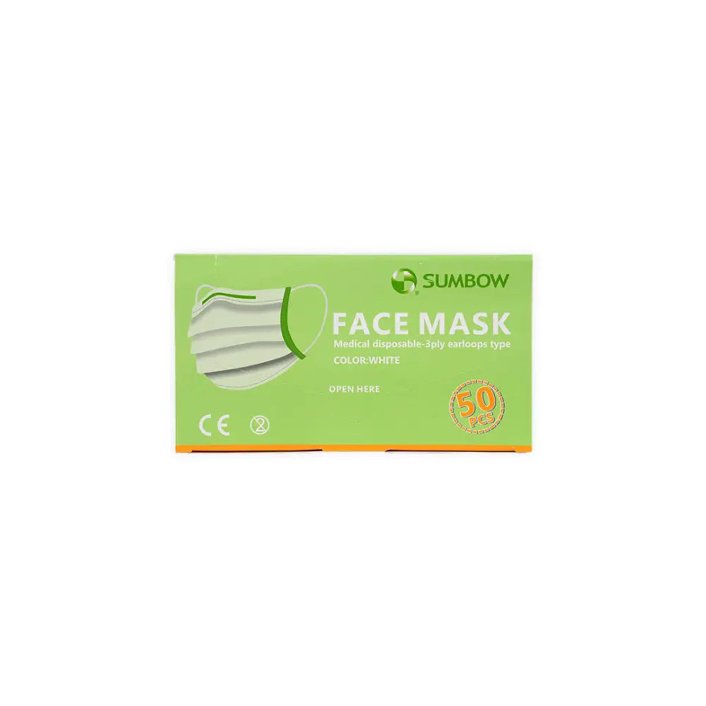 Sumbow Face Mask 3ply Earloop 50pcs-White