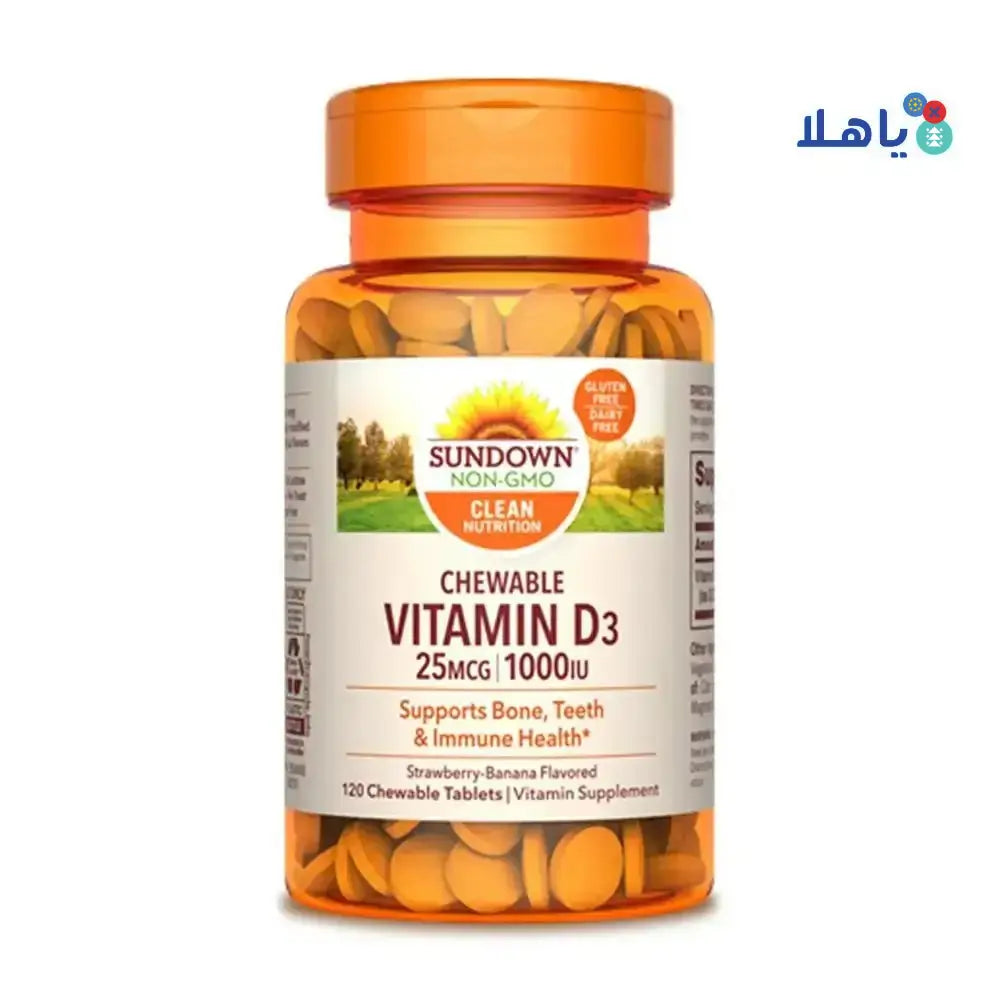 SUNDOWN - SUNDOWN VITAMIN D3 25MCG 1000IU 120 CHEWABLE TABLETS - Pharmazone - 